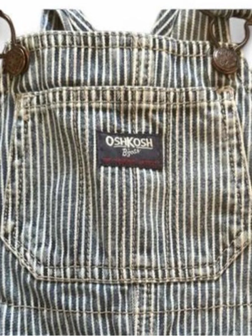 OshKosh B’gosh 24M Hickory Stripe Railroad Denim Carpenter Overalls Farmcore
